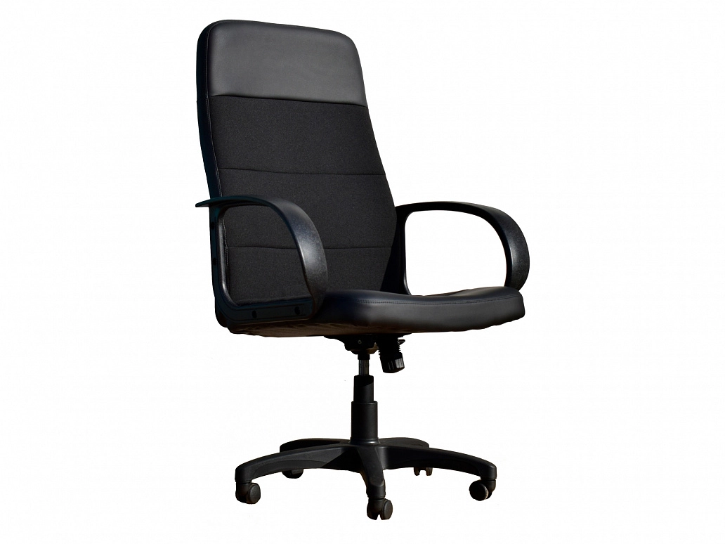 Офисное кресло Office Lab standart-1581 Эко кожа черный / ткань черная - фото №1