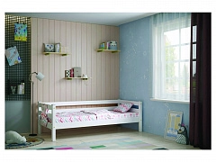 Кровать Соня (вариант 2) с задней защитой,  белый - фото №1, mdm1a704