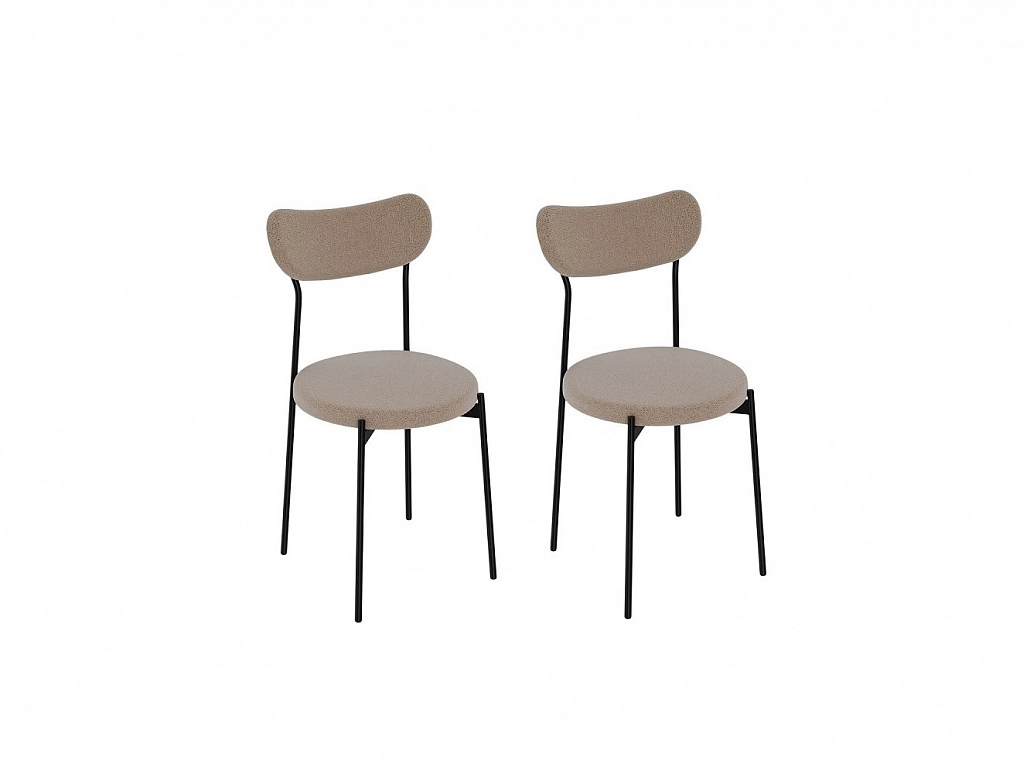 Комплект стульев Стивен (2 шт), черный велюр песочный - фото №1