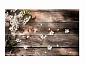 Стол обеденный поворотно раскладной фотопечать БРОНКС / бетон белый Цветы на досках / опора круглая муар белый - фото №3