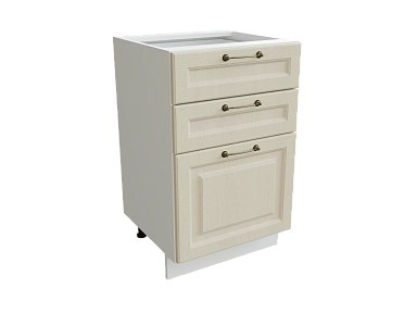 Шкаф Н503 с 3-мя ящиками Ницца БЕЛ/ДУБ/КРЕМ Ф33 - фото №1, 888_ММК-00016107