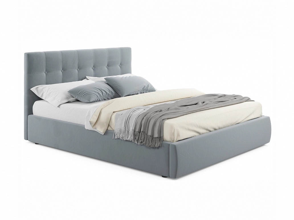 Мягкая кровать "Selesta" 1600 серая с матрасо PROMO B COCOS с подъемным механизмом - фото №1