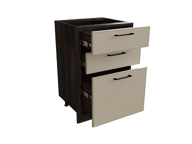 Шкаф Н503 с 3-мя ящиками Мемфис ДБК/АТЛ/СЕР Ф33 - фото №1, 888_ММК-00001499