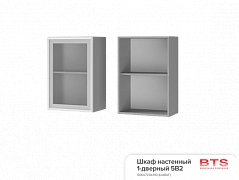5В2 Шкаф настенный 1-дверный со стеклом Титан - фото №1