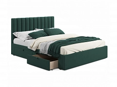 Мягкая кровать Olivia 1600 изумруд с ящиками - фото №1, mebel_stock_20225