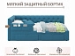 Односпальная кровать-тахта Afelia с ящиками и бортиком 900 синяя с ортопедическим основанием - фото №9