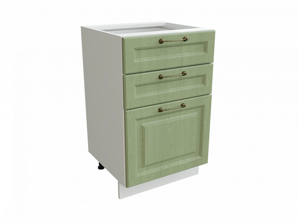 Шкаф Н503 с 3-мя ящиками Ницца БЕЛ/ДУБ/ОЛИВ Ф33 - фото №1