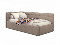 Односпальная кровать-тахта Bonna 900 кожа латте с ортопедическим основанием - фото №1, mebel_stock_4554
