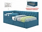 Односпальная кровать-тахта Afelia с ящиками и бортиком 900 синяя с ортопедическим основанием - фото №3