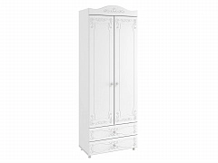 Шкаф 2-х дверный с ящиками (гл.410) Италия ИТ-44 белое дерево - фото №1, 49002