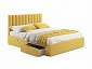 Мягкая кровать Olivia 1600 желтая с ящиками - фото №2