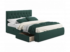Мягкая кровать Verona 1600 изумруд с ящиками - фото №1, mebel_stock_20227