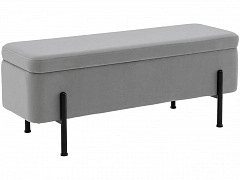 Банкетка STOOL GROUP Болейн с ящиком Велюр серый, черные ножки - фото №1