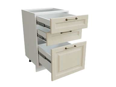 Шкаф Н503 с 3-мя ящиками Ницца БЕЛ/ДУБ/КРЕМ Ф33 - фото №1, 888_ММК-00016107