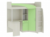 Кровать-чердак со шкафом и столом Николь (80х200) - фото №1