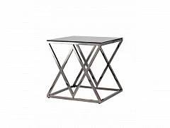 Журнальный стол Stool Group ИНСИГНИЯ 55х55 Стекло smoke/Сталь тёмный хром  - фото №1