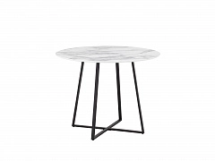 Стол обеденный STOOL GROUP Дакота 100*100 белый мрамор ножки черные - фото №1, 66_8835672303