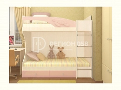 Двухъярусная кровать Бемби МДФ (фасад 3D) (Розовый металлик, шимо светлый) - фото №1