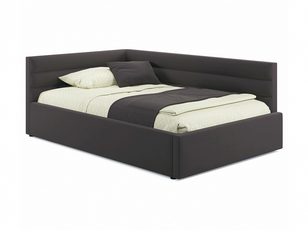 Мягкая кровать Aura 1200 шоколад с подъемным механизмом - фото №1