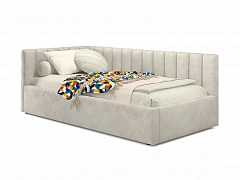 Мягкая кровать Milena 900 кожа кремовый с ортопедическим основанием - фото №1, mebel_stock_4560