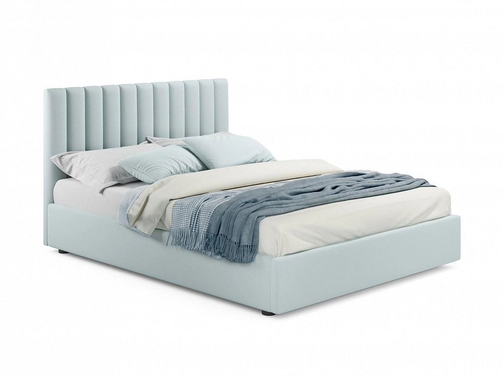 Мягкая кровать Olivia 1400 мята пастель с подъемным механизмом - фото №1