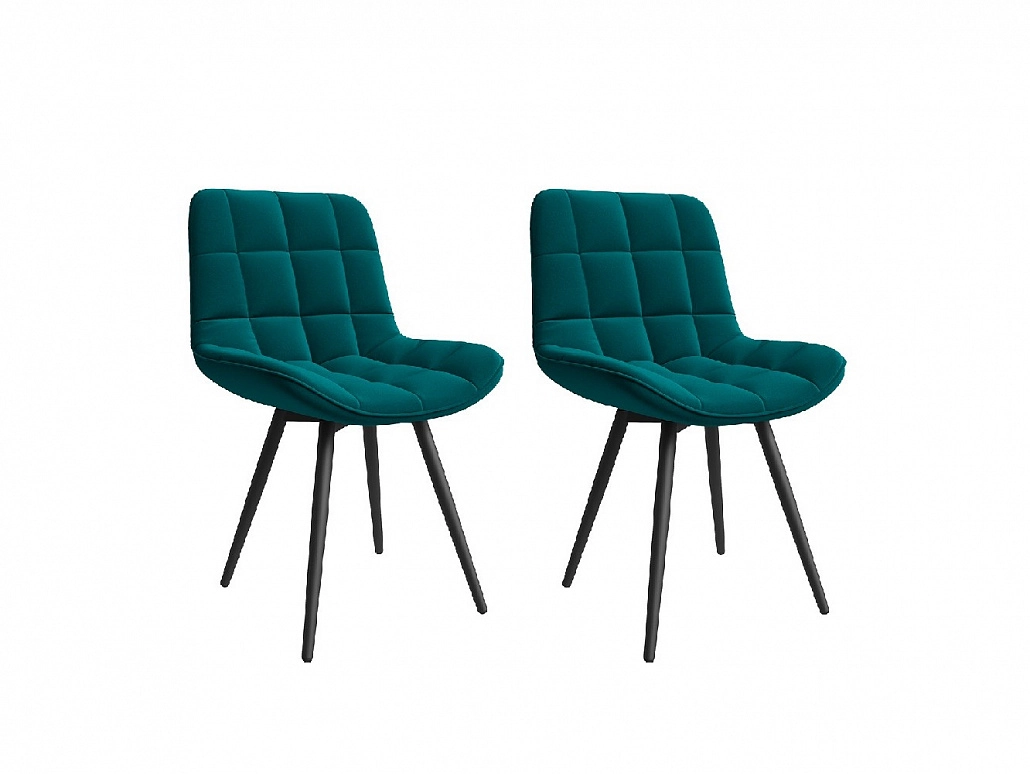 Комплект стульев Бруно (2 шт), черный велюр зеленый - фото №1