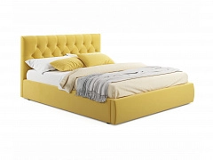 Мягкая кровать Verona 1600 желтая с подъемным механизмом - фото №1