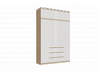 Челси Шкаф 1600 + антресоль 1600 (Белый глянец, Дуб Сонома) - фото №1