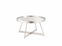 Журнальный столик STOOL GROUP STOOL GROUP Гера 80*80 Белая керамика, сталь серебро  - фото №1