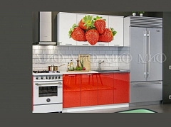 Кухня МДФ 1600 с фотопечатью Клубника - фото №1, mdmMF-000006994