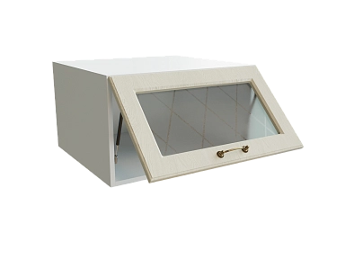 Шкаф ВГ610 верхний горизонтальный со стеклом Ницца БЕЛ/ДУБ/КРЕМ Ф86 - фото №1, 888_ММК-00016078