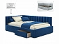 Мягкая кровать-тахта Milena 1200 синяя c ящиками - фото №3