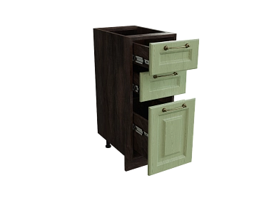 Шкаф Н303 с 3-мя ящиками Ницца ДБК/ДУБ/ОЛИВ Ф13 - фото №1, 888_ММК-00017670