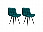 Комплект стульев Бруно (2 шт), черный велюр зеленый - фото №2