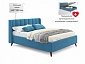 Мягкая кровать Betsi 1600 синяя с подъемным механизмом и матрасом АСТРА - фото №3