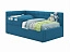 Односпальная кровать-тахта Colibri 800 синяя с подъемным механизмом и защитным бортиком, велюр - миниатюра