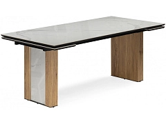 Бернардо 180x90 statuario titan gloss / дуб монтана Керамический стол - фото №1