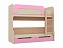 Юниор-1 Двухъярусная кровать 80, розовый (Розовый металлик, Дуб белёный), розовый металлик - миниатюра