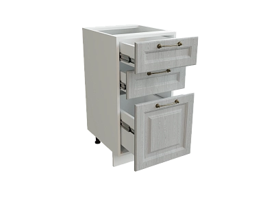 Шкаф Н403 с 3-мя ящиками Ницца БЕЛ/ДУБ/СЕР Ф23 - фото №1, 888_ММК-00016299