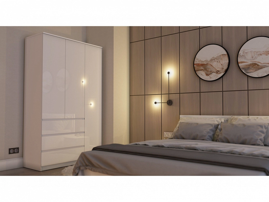 Модульная спальня Челси, комплектация 2 (Белый глянец, Дуб Сонома) - фото №1