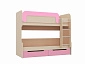 Юниор-1 Двухъярусная кровать 80 (Розовый металлик, Дуб белёный) - фото №2