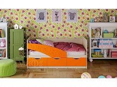 Детская кровать Бабочки 80х160, оранжевый металл - фото №1