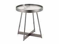 Журнальный столик STOOL GROUP STOOL GROUP Гера 50*50 Белая керамика, сталь тёмный хром - фото №1