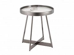 Журнальный столик STOOL GROUP STOOL GROUP Гера 50*50 Белая керамика, сталь тёмный хром - фото №1