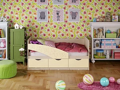 Детская кровать Бабочки 80х160, ваниль матовый - фото №1