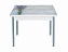 Стол обеденный поворотно раскладной фотопечать Симпл / бетон белый Букет / опора круглая серебристый металлик,  - миниатюра