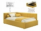 Мягкая кровать-тахта Bonna 1200 желтая c подъемным механизмом - фото №3