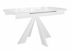 Стол DikLine SFU140 стекло белое мрамор глянец/подстолье белое/опоры белые (2 уп.) - фото №1