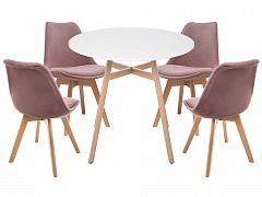 Арги 90 light purple / white / wood Обеденная группа - фото №1
