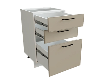 Шкаф Н503 с 3-мя ящиками Мемфис БЕЛ/АТЛ/СЕР Ф33 - фото №1, 888_ММК-00001345